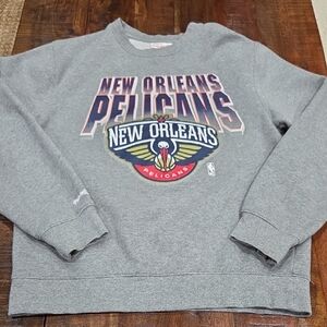 New Orleans Pelicans Basketball Gray Sweatshirt By Mitchell & Ness